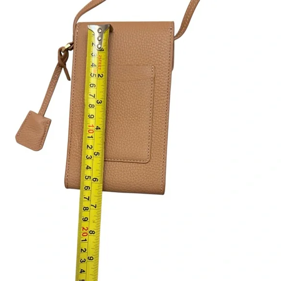 Maison de Sabre Leather Phone Pouch in sandstone brown